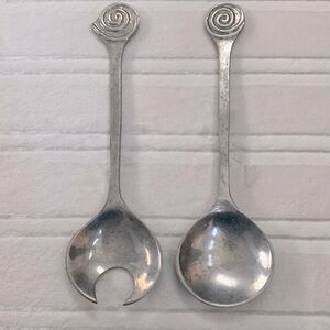 Mariposa 1993 Vintage Elegant Aluminum Silver Salad Serving Set